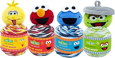 (4pcs) lion brand yarn 3010-999 sesame street - one hat wonder, 4pk-big bird, elmo, cookie monster, oscar.. DIAYTAR NIGERIA makes quality accessible with our diverse product range and dependable delivery service.