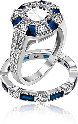 Uloveido Set of 2 rings of chip -cubic zirceal engagement plated platinum for women (size 6 7 8 9 10) RJ497.. Shop with confidence at DIAYTAR NIGERIA, offering thousands of products with budget-friendly shipping.