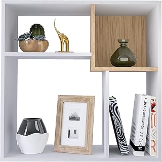 Artley lifting library, 4 niches, 3 shelves, organizer, white and brown oak, width 71 x depth 30 x height 71 cm.. DIAYTAR NIGERIA: Where every purchase is affordable and delivery is always within a week.