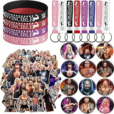 Founding party supplies, wrestling birthday decorations, party wrestling gifts, set for boy comprising 12 bracelets, 12 button pins, 12 keychain, 40 stickers.. From daily deals to exclusive products — DIAYTAR Nigeria has you covered.