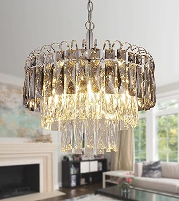 Q & s Modern Crystal Chandelier for luxury chrome dining room, smoked and light k9 crystal 4 light suspension, suspension for bedroom living room kitchen 17,1 "width listed ultimately.. Experience shopping without limits at DIAYTAR NIGERIA, where affordability meets convenience in just days.