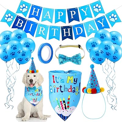 Skido 17 Pieces Bandana Bandana together for dogs done by hand, flag to be pulled for pets, triangular belt and cake decoration for DIY Festival supplies for pets - Blue.. DIAYTAR NIGERIA makes quality accessible to all with our affordable prices and quick delivery service.