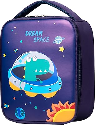 Lunch bag for children with a blue isolated spatial dinosaur design for boys and girls, waterproof thermal isothermal bag for school and picnics outdoors.. DIAYTAR NIGERIA makes quality accessible with low prices and reliable 5-8 day nationwide delivery.