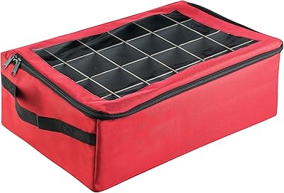 Ornaments storage box - Red holiday organizer - 48 sections, 2 trays and separators - for lights and Christmas decorations - Timy Tim Tim Tim Tim.. Order now, relax later — DIAYTAR Nigeria ships in 5 to 8 days.