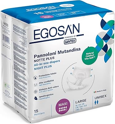 Disposable Egosan maximum incontinence layers for adults with adjustable and maximum absorption tabs for men and women (large size, 15 units).. DIAYTAR NIGERIA delivers on our promise of variety, affordability, and prompt nationwide service.