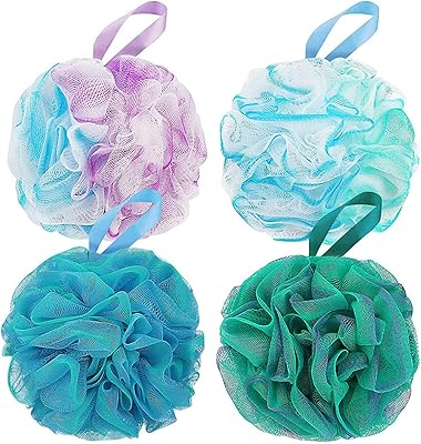 Thmin's exfoliating bath sponge, bath accessories, bath essentials, body cleaner, 75 g/piece - Set of 4 sponges with colored floral patterns.. Fast. Reliable. Affordable. DIAYTAR Nigeria is all that and more.