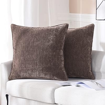 HPUK Lot of 2 decorative square cushion covers in cashmere, solid cushion covers for bedroom, office, sofa, 18 x 18 inches, dark brown.. DIAYTAR NIGERIA: Bringing affordable shopping solutions with a diverse product catalog delivered nationwide.