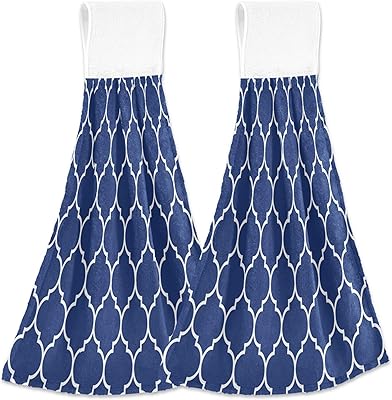 ASLSIY Lot of 2 kitchen towels to hang in Moroccan trellis with pattern.. Experience convenient online shopping on DIAYTAR Nigeria — wide selection and affordable delivery.