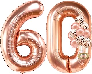 Balloons numbered in pink gold 60 - Large Balloons en Mylar Or Pink 6 and 0, 40 inches | Additional package of 10 latex balloons, 12 inch | Superb 60th birthday party decorations | 60 year old pink gold party supplies.. Shop with purpose at DIAYTAR NIGERIA and receive quality products at budget rates within 8 days.