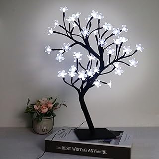 Artificial tree lamp lit by LED cherry flowers with USB port powered by 48 LED battery for the interior decoration of the house (white).. DIAYTAR NIGERIA makes online shopping accessible to all with budget-friendly prices and reliable delivery.