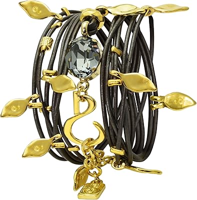 Bracelet rolled up in Leather and Crystal Swarovski Si Smadar with 24 gold plated pieces.. Discover endless possibilities with DIAYTAR NIGERIA's vast e-commerce selection and budget-friendly delivery.