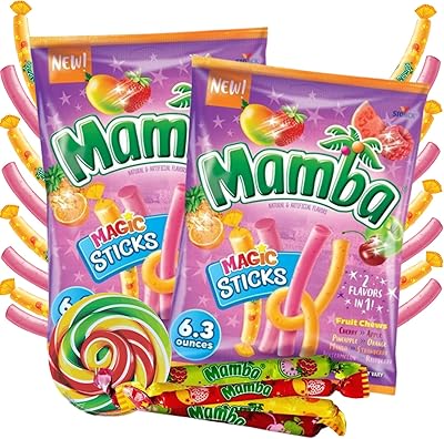 Mamba Candy fruit sticks individually wrapped, assortment of crunchy candies with various flavors, pack of 2.. DIAYTAR NIGERIA: Where quality meets affordability, with thousands of products delivered in less than 8 days.