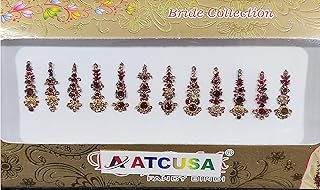 Wedding jewelry Bindi Multicolor Crystal Wedding for the Tika Front Indian Women Indian Multicolor Round Multicolor Long Gold (Long 12 Bindi - Dark Red (Brown)).. Shop with ease at DIAYTAR NIGERIA and enjoy our extensive product range delivered at affordable rates.