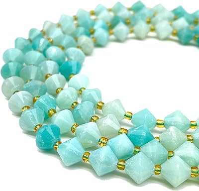 Russian Amazonite pearls ABCGEMS (revolutionary double cone cutter technology - More angles to reflect light) Manufacture of natural precious stone jewelry - Facing in filigree, diamond size, bacon, 8 mm.. Shop millions of products across categories on DIAYTAR Nigeria — delivered right to your door.