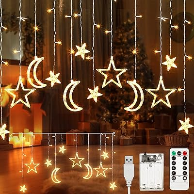 6pcs 35 m LED Luminous Rideaux Star and Moon Ramadan for Ramadan.. DIAYTAR NIGERIA provides endless shopping possibilities with affordable prices and prompt delivery service.