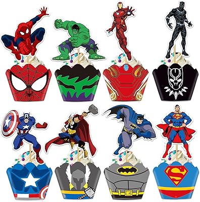48 Pieces of Cupcakes Decoration Superhero for Cakes Birthday Party Supplies Boys and Girls.. DIAYTAR NIGERIA delivers more than purchases - we deliver affordable shopping solutions within the week.