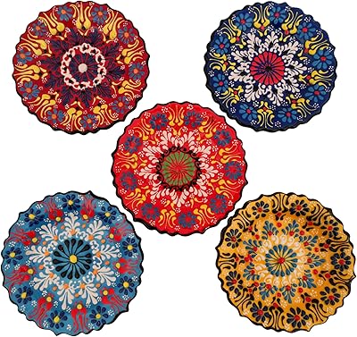 Set of small Turkish decorative plates Aynur, size 5 to 5.1 inches (13 cm), multicolored wall decoration handmade for the house and the office (Multi 2).. Shop across boundaries with DIAYTAR NIGERIA's comprehensive catalog delivered nationwide at budget rates.