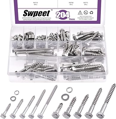 SUPIT 204 PIECES M6 M8 304 Hexagonal bolts and flat stainless steel rings with assortment of M6 M8 Blocking Wood Rings with Hexagonal Head and Flat Rings M6 M8.. DIAYTAR NIGERIA: Where every shopping need is met with affordable prices and reliable 5-8 day delivery.
