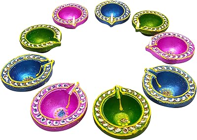 Haath kam lot of 9 multicolored clays Diwali Deepavali painted by door.. DIAYTAR NIGERIA: Your affordable shopping destination with thousands of products delivered in days.