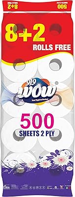 Wow toilet paper roll 500 sheets (1 x 10 rollers).. DIAYTAR NIGERIA: Where every shopping need is met with affordable prices and timely delivery.