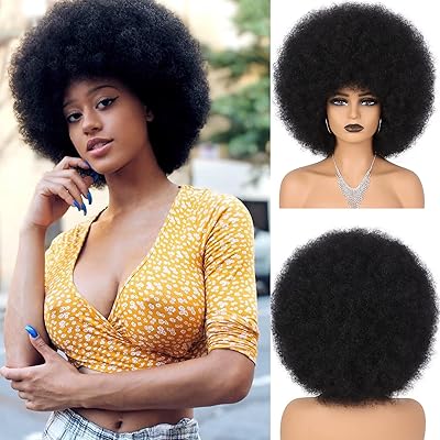 AFRO WORKS from the 70s WALLDEN HAIR for black women, AFRO WORK CURCHED from the 70s for men, natural appearance, soft and bouncing fluffy, synthetic heat -resistant puffing wigs for daily use and a Halloween party (1b).. DIAYTAR NIGERIA: Connecting Nigerians with their needs through our affordable and diverse marketplace.