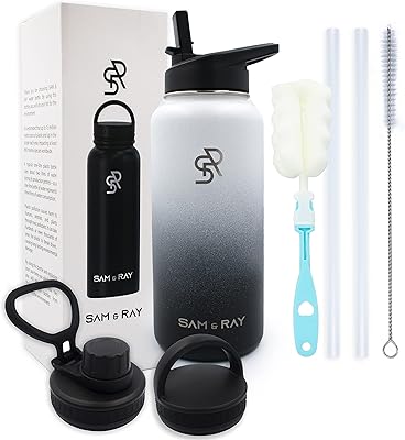 Sam & Ray bottle of water insulated stainless steel 32oz 950ml double -walled bottle Sports, outdoor gym and desktop liquid and cold liquid water bottle with 3 waterproof lids, 2 straws, cleaning brush.. With DIAYTAR Nigeria, you can browse through thousands of items at the best prices. Place your order today and receive it in less than a week.