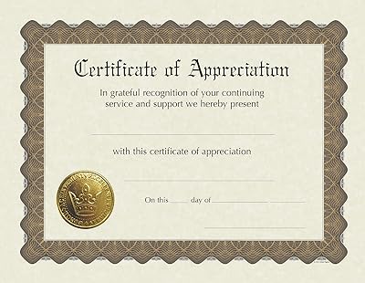 Excellent papers! Certificate of appreciation, pre-printed, gold leaf, embossed, 8.5 "x 11", 6 pieces (930,000).. Experience the joy of discovery with DIAYTAR NIGERIA's vast catalog and nationwide affordable delivery.