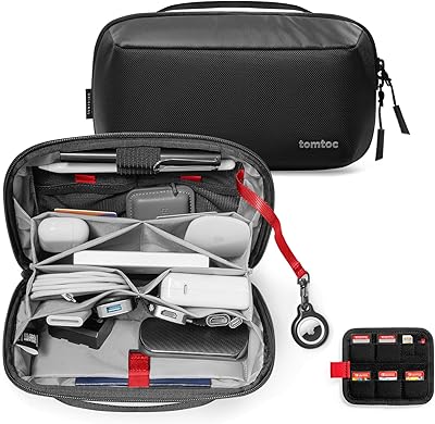 Tomtok electronic storage bag for charger, cables, external battery, hard drive, travel cords, waterproof with locations for removable cards for USB adapter and memory card (black).. Your favorite online marketplace — DIAYTAR Nigeria delivers quick and cheap.