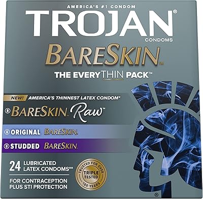 Varied pack of lubricated condoms Trojan Barskin Every Thin Premium - 24 pieces.. Shop smarter, not harder with DIAYTAR NIGERIA - thousands of products at your fingertips with affordable delivery.