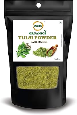 Diets organics pure thulasi powder -50 g-roller of Tulsi-Pond of basil leaves ideal for hair.. DIAYTAR Nigeria: trusted by thousands for fast, reliable delivery.