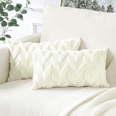 Set of 2 soft polar velvet pillowcases, luxury pillowcases for sofa, living room, bedroom (30 x 50 cm, white cream).. DIAYTAR NIGERIA brings the marketplace home to you with affordable prices and delivery in 5-8 days.