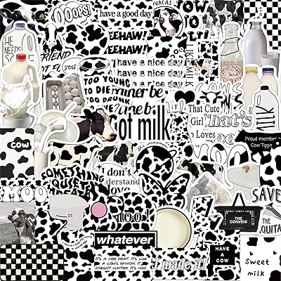 65 Dairy cow stickers for children and adolescents, black and white aesthetic vinyl stickers, waterproof stickers for water bottle, travel case, bumper, skateboarding, computer journal (dairy cow).. From daily deals to exclusive products — DIAYTAR Nigeria has you covered.