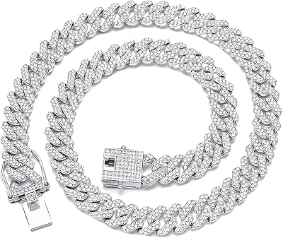Cuban meal chain Lilymimi for men, miami cuban necklace, 18 carat gold, silver, stainless steel chain Diamond size, hip hop jewelry for men of 13 mm.. DIAYTAR NIGERIA: Connecting Nigerians with affordable products through our expansive e-commerce platform.