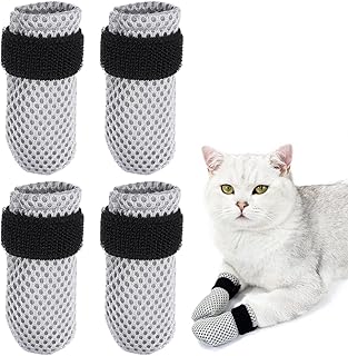 4 pieces anti-scratch shoes for cat nail cap protection against scratches flexible mesh gloves adjustable pets for pets for the bath at home, black.. DIAYTAR NIGERIA: Where thousands of products meet affordable prices and reliable 5-8 day delivery.