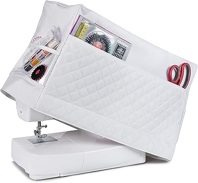 Cover for Addict Depo sewing machine with practical pockets - Matelated protective cover against dust - Universal for most of the Singer and Brother Standard, White, Compact machines.. Your digital marketplace solution, DIAYTAR NIGERIA delivers quality and value within the week.