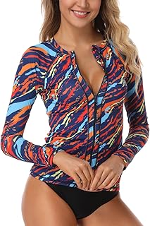 Rash Guard Bath Shirt with long sleeves for women axizda upf 50+, surf shirt printed with zipper on the front.. Shop without boundaries at DIAYTAR NIGERIA, offering affordable products with convenient delivery times.