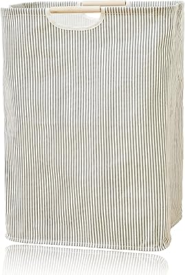 GOLRAYA WORDS BAKE WITH WOOD HANDS to organize clothes and toys, foldable and portable basket to organize dirty clothes (Stripe Gray I).. DIAYTAR NIGERIA delivers happiness in 5-8 days with our affordable and diverse product range.