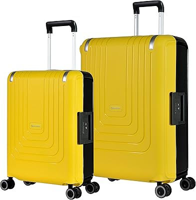 Ultra light and resistant travel bag in pp with 4 double casters and TSA B0006M lock, travel bag, black yellow, set of 2 rooms (20/28).. From kitchen tools to phones — DIAYTAR Nigeria ships it all in a week.