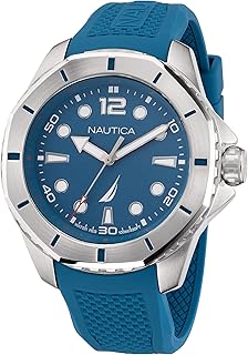 Men's watch Nautica Koh My Bay with light blue silicone bracelet (Model: NAPKMF203), blue, blue, bracelet.. DIAYTAR NIGERIA: Connecting Nigerians with their needs through our affordable and diverse marketplace.