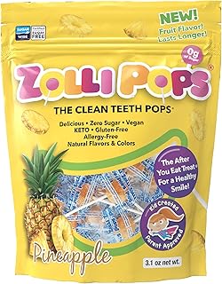 Clean Teeth zollipops lollipops | Anti -Curie -Curie -free candies with Xylitol for a healthy smile - ideal for children, diabetics and keto with pineapple, 3.1 oz.. Discover endless possibilities with DIAYTAR NIGERIA's extensive product range and affordable shipping.