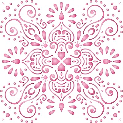 Damasse stencil - 26.5 x 26.5 cm (m) - Large reusable wall stencil model with floral tile pattern.. Shop from Nigeria's largest product selection at DIAYTAR, with budget-friendly prices and swift delivery.