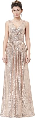 Sequins Dress with sleeves with v -collar collar for bridesmaids, weddings and evenings, 34.. DIAYTAR NIGERIA connects you with thousands of products at competitive prices, delivered within a week.