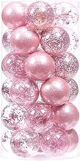 Sea Team 60 mm/2.36 "Christmas plastic Christmas balls unbreakable with fine decorations filled (30 pieces, pink).. DIAYTAR NIGERIA: Your affordable shopping destination with thousands of products delivered in days.