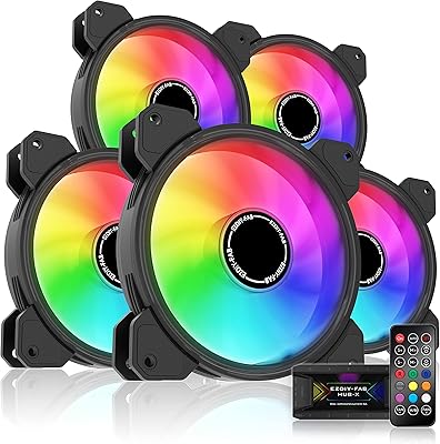 AZDFAB 120 mm ARGB HOLD FANTURE, Fan will have Sync for motherboard, high air flow, Addressable RGB fan for PC case with 10 fan ports and remote control - 5 package of 5.. Shop with confidence at DIAYTAR NIGERIA, enjoying competitive prices and delivery within 8 days.