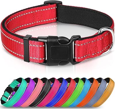 Joytail dog reflective collar, padded necklace in breathable neoprene, adjustable for medium -sized dogs, size m, red.. DIAYTAR Nigeria — the online store where variety meets value.