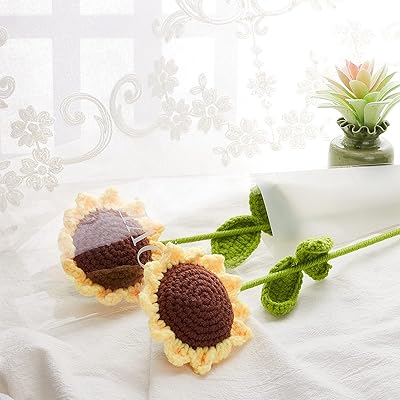 Finger Springear 2pcs Sunflower Tricoted Suns with Bouquet of Artificial Flowers Bouquet of Simple Sunflowers Handcrafs for the Decoration of the Wedding Bouquet House Decoration.. DIAYTAR NIGERIA: Bringing affordable shopping solutions with a diverse product catalog delivered nationwide.