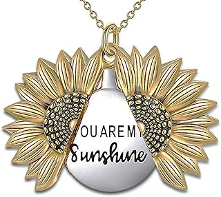 My little Tournesol necklace - You Are My Sunshine - Sunflower necklace with Hidden Hidden Message Pendant for Women, Mother, Daughter, Metan, Titanium, Titanium.. Make shopping fun and stress-free with DIAYTAR Nigeria.