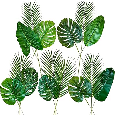 Wenlin 15 pieces with large artificial tropical sheets with realistic touch, false monstera palm leaves with festival of the Hawaiian jungle, decoration of wedding birthday party table decoration.. DIAYTAR NIGERIA combines the largest product selection with affordable prices and reliable delivery.