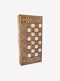 Mosaic table plaque sewn by hand. Handcrafted from natural wood, perfect gift or collection object. with backgammon pieces in bone.. Thousands of choices. Zero hassle. All thanks to DIAYTAR Nigeria.