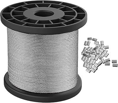328 feet robust suspension cord, 304 "1/16" stainless steel wire, 1.5 mm x 100 m, supports up to 360 lb with 50 aluminum crimping pliers.. Shop from our extensive catalog at DIAYTAR NIGERIA and enjoy doorstep delivery in just 5-8 days.